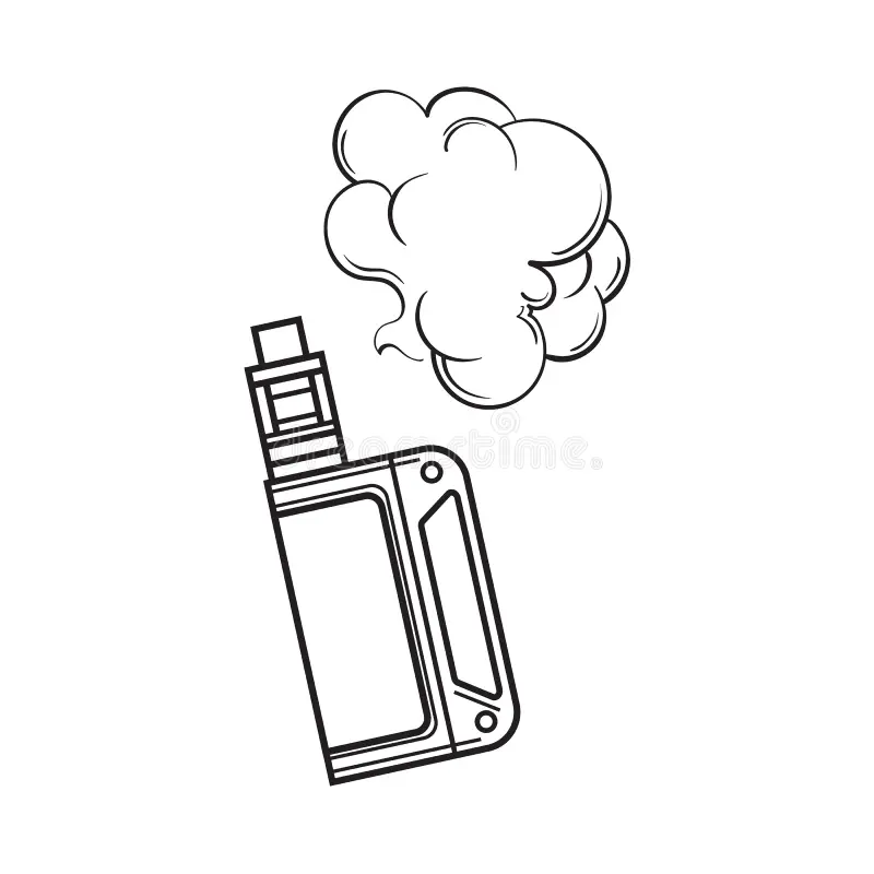 hand drawn vape vaping device smoke cloud sketch illustration hand drawn vape vaping device smoke cloud black white 100585233